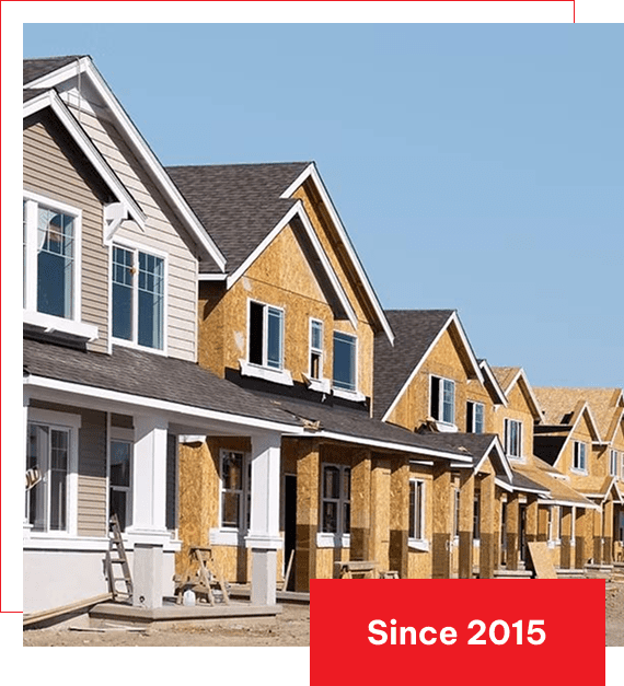 Group 1321317267 Row of houses under construction, since 2015.